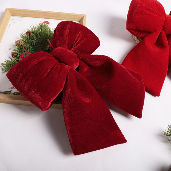 2024 cross-border hot Christmas tree decorations Christmas bow handmade diy red flannel three-dimensional bow