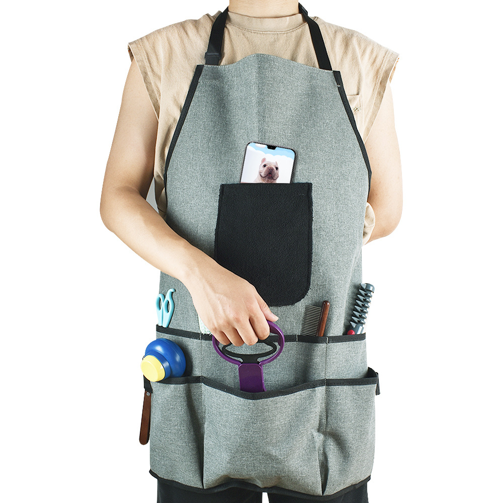 寵物洗澡防水不透明多功能圍裙交叉吊帶式多口袋放工具多場景適應