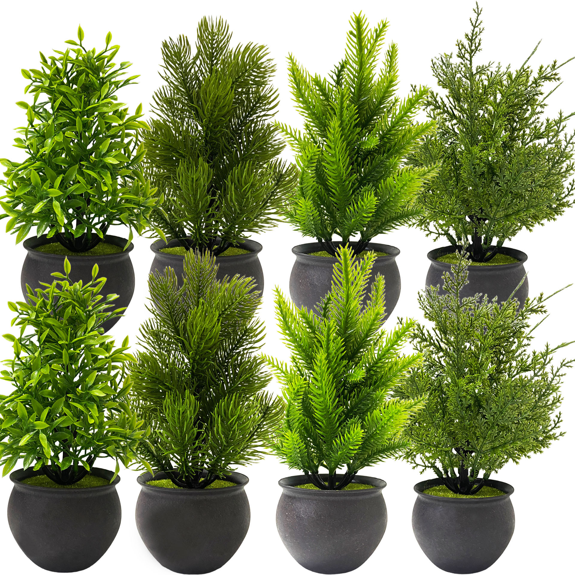 跨境仿真圣诞地插双绿松柏树松针松草盆景人造松柏叶绿化装饰摆件