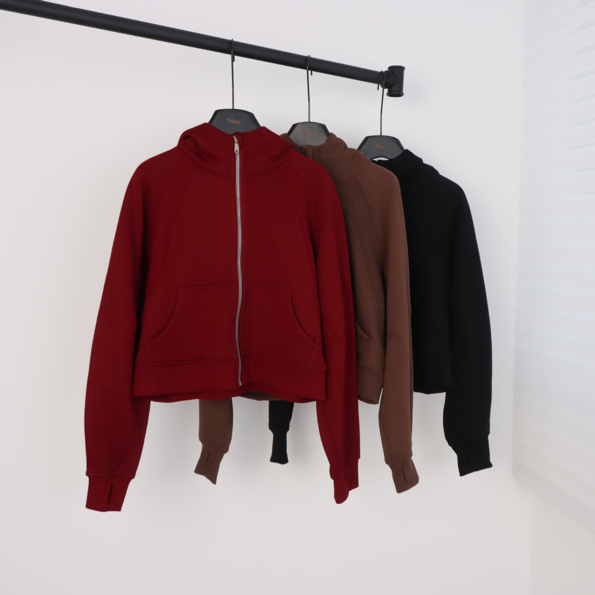 Lulu Original Label Scuba Full-Zip Hooded Sweatshirt Loose Fit Short Long-Sleeve Casual Sports Shirt Fleece-Lined Jacket