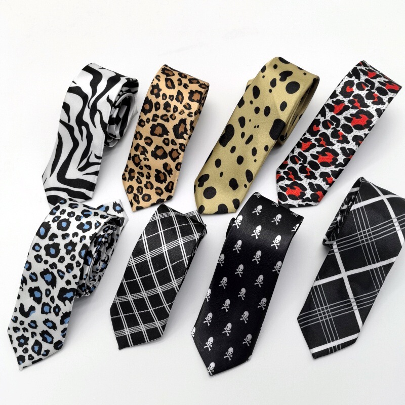 Leopard Print Ultra-Narrow 5cm Tie, Korean Style Casual Hand-Tied Trendy Tie for Men and Women Leopard Print Ultra-Narrow 5cm Tie, Korean Style Casual Hand-Tied Trendy Tie for Men and Women