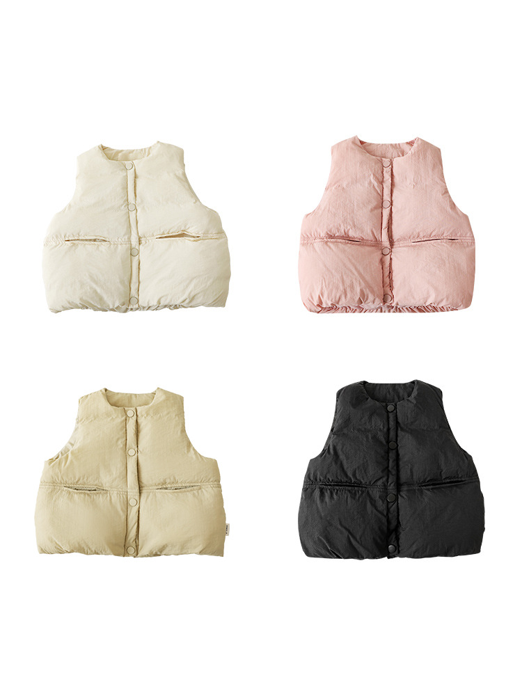 Chaleco de Algodón Cálido y Elegante para Niñas Qiuduo, Nuevo Modelo de Invierno 2025, Chaleco Informal Versátil para Niños, Abrigo Grueso para Bebés