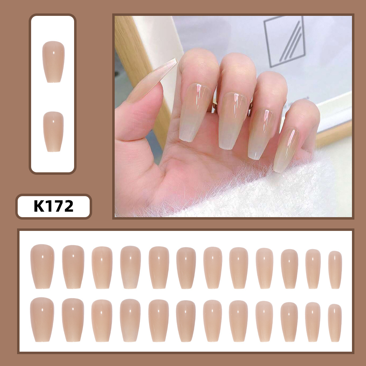 (Cross-border trading), removable nail stickers, fake nails for manicure, new collection, 24 pieces, french style, gradient