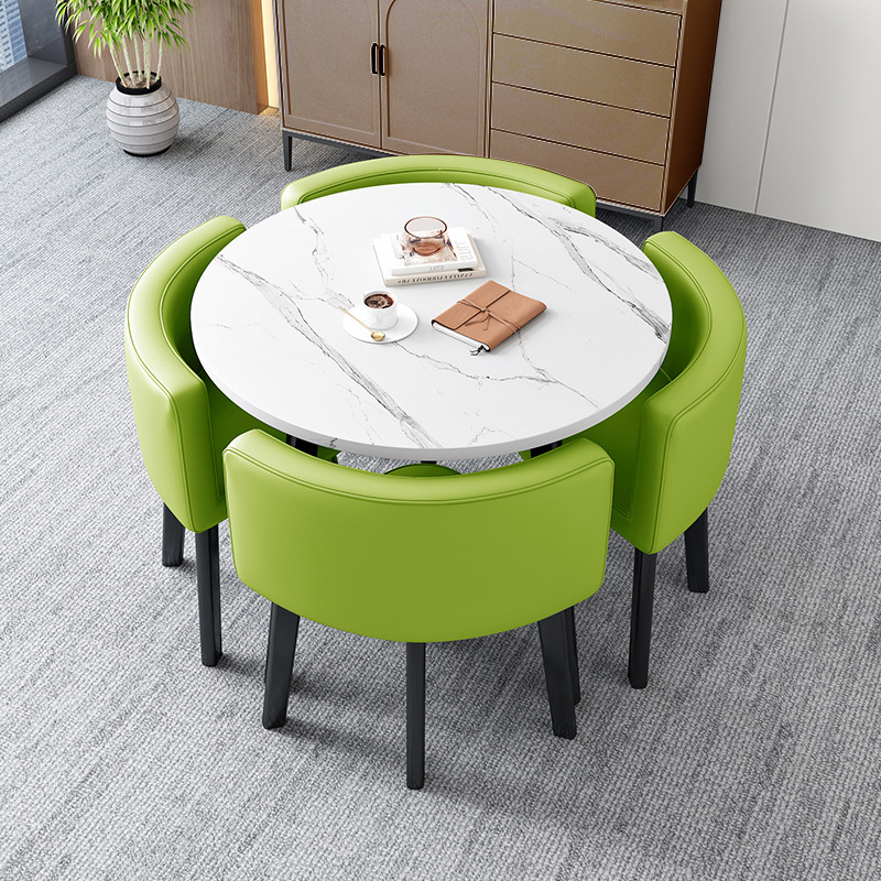 Conjunto de mesa y sillas para recepción, mesa de negociación, mesa y sillas para recepción de tienda, mesa redonda pequeña de oficina, estilo empresarial