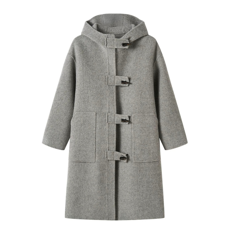 Alpaca Wool Coat for Women, Long Style with Horn Buttons, Slim Fit, Hand-Stitched Double-Sided Wool Coat, Classic Outerwear for Women Alpaca Wool Coat for Women, Long Style with Horn Buttons, Slim Fit, Hand-Stitched Double-Sided Wool Coat, Classic Outerwear for Women