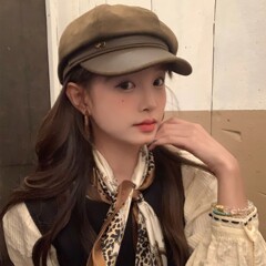 文艺休闲麂皮绒拼接皮檐报童帽子女2025新款秋冬百搭八角画家帽子