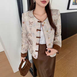 早秋重工刺绣外套复古东方韵味彩线交织改良新中式国风盘扣上衣女