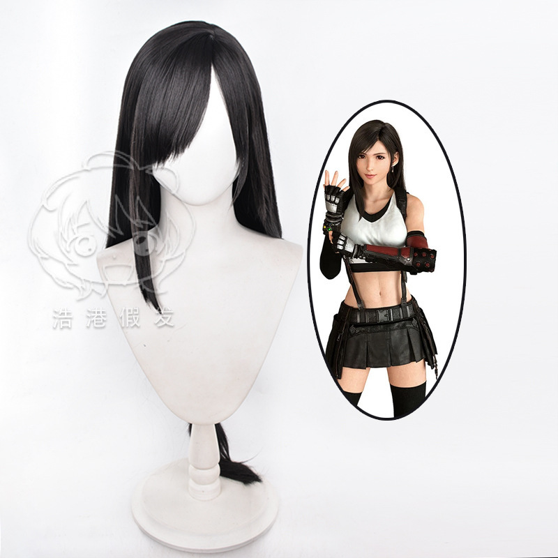 [Haogang] Final Fantasy 7 FF7 Tifa Lockhart cosplay Wig Natural Black Long Hair