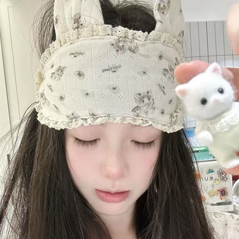 ins可爱蕾丝花边兔耳朵眼罩甜美少女睡觉遮光眼罩高颜值百搭眼罩|undefined