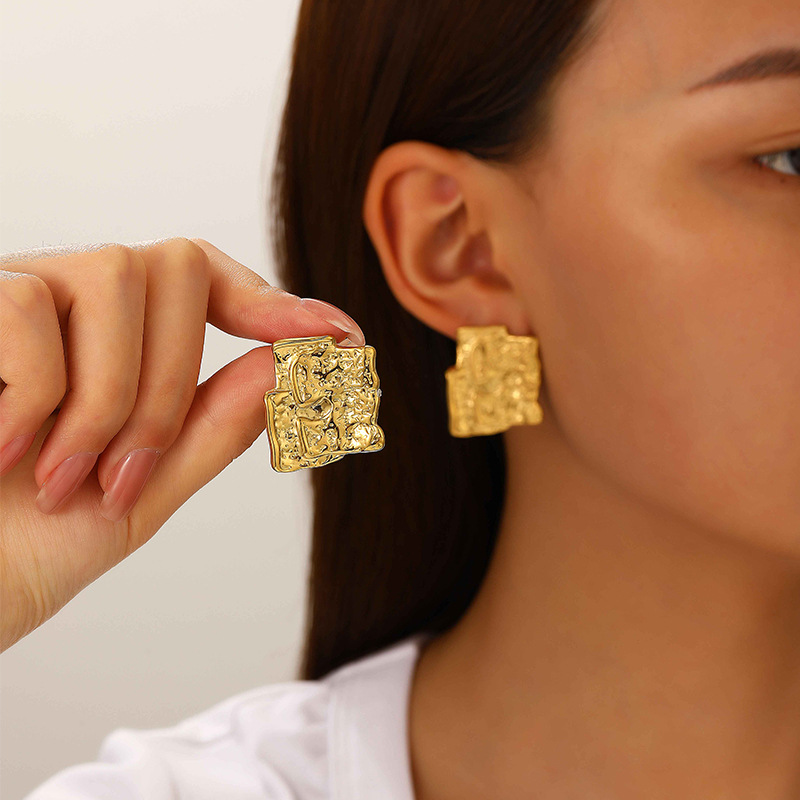 Titanium Steel Material 1 Pair Basic Modern Style Classic Style Geometric Plating Pleated Titanium Steel Ear Studs