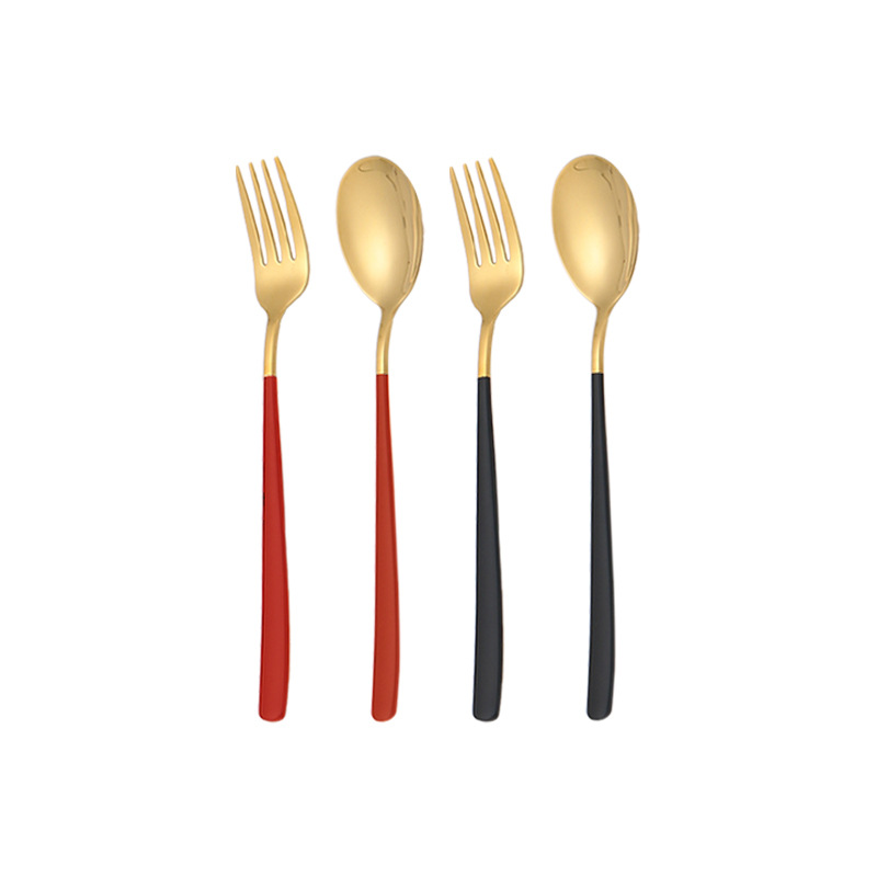 304 cuchara de acero inoxidable tenedor creativo coreano postre cuchara tenedor mango largo mezcla cuchara sopa cuchara filete tenedor imprimible logo