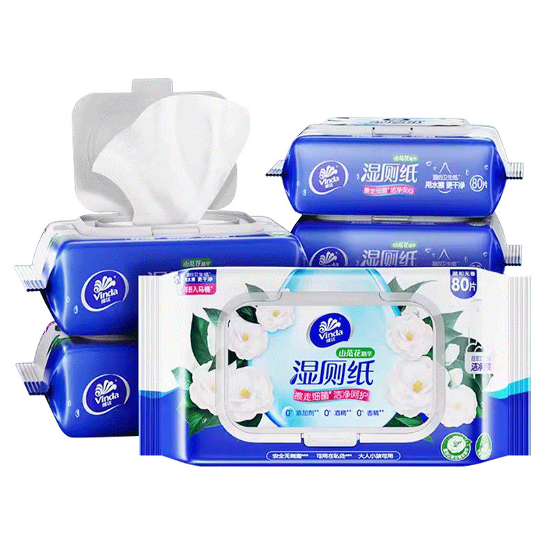 Papel húmedo de camellia de la montaña, limpieza privada, toalla húmeda, 80 piezas, esterilización, limpieza doméstica sin alcohol, asequible
