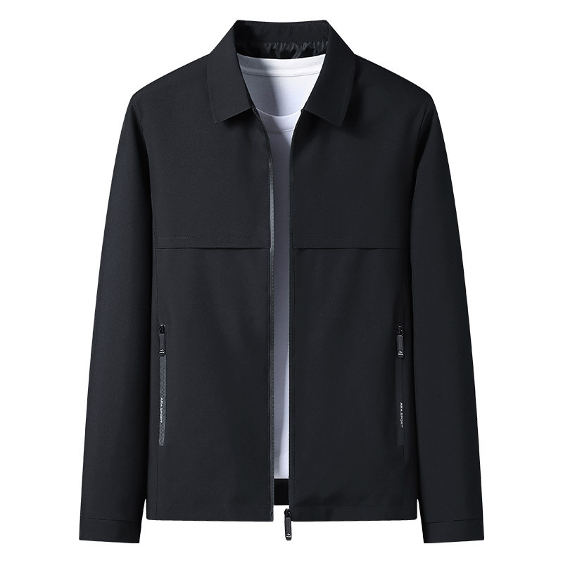 Men's Clothing manufacturers spring and autumn new middle aged and elderly thin coat lapel solid color zipper men's jacket one piece dropshipping_voghion.com