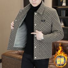 呢子夹克男加厚格子2025新款秋冬高级感潮流痞帅休闲短款加绒外套