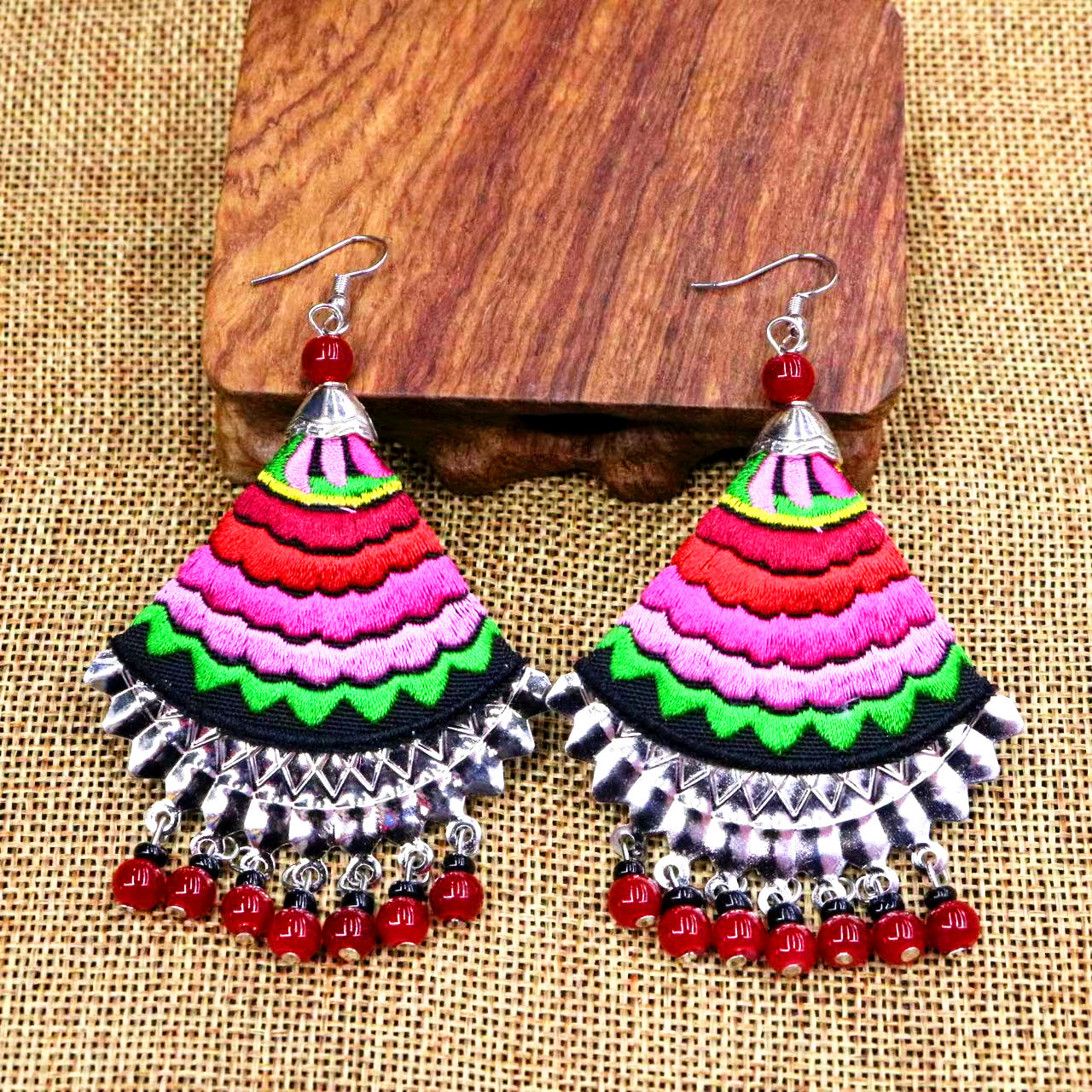 Ethnic multicoloured earrings from Yunnan province