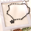 Black universal necklace from pearl hip-hop style suitable for men and women, chain for key bag , flowered