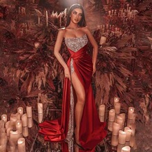 I 63586 Sequin Slit Maxi Dress ��Ƭ�_���Lȹ �W���羳���R�d��