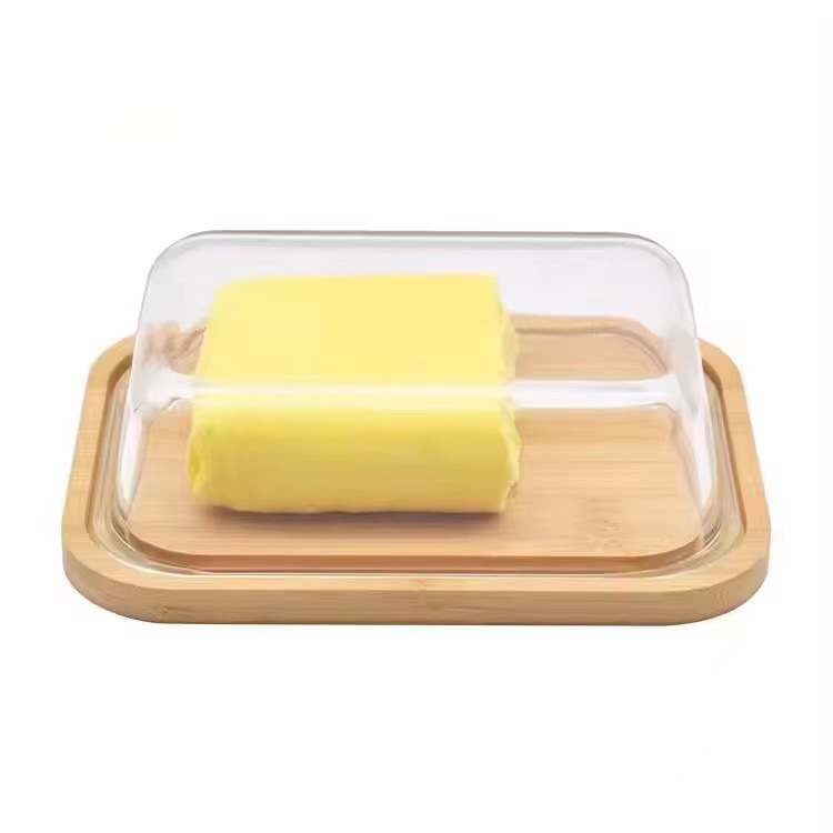 plástico acrílico nan bambú caja de mantequilla almacenamiento de mantequilla set de cocina queso almacenar cubierta de queso mantener fresco