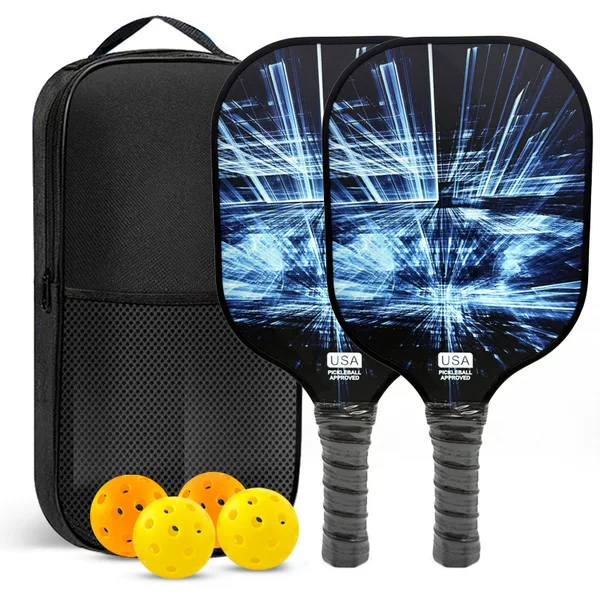 Pickleball Racket Set with Fiberglass Outdoor Double Racket Bag, Portable for Company Events