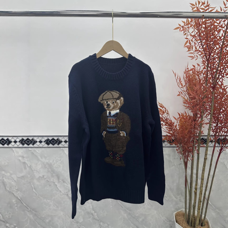 Ralph Lauren Polo Bear Cashmere Round-Neck Knit Long-Sleeve Loose British Style Embroidered Cartoon Sweater Loose Fit Ralph Lauren Polo Bear Cashmere Round-Neck Knit Long-Sleeve Loose British Style Embroidered Cartoon Sweater Loose Fit