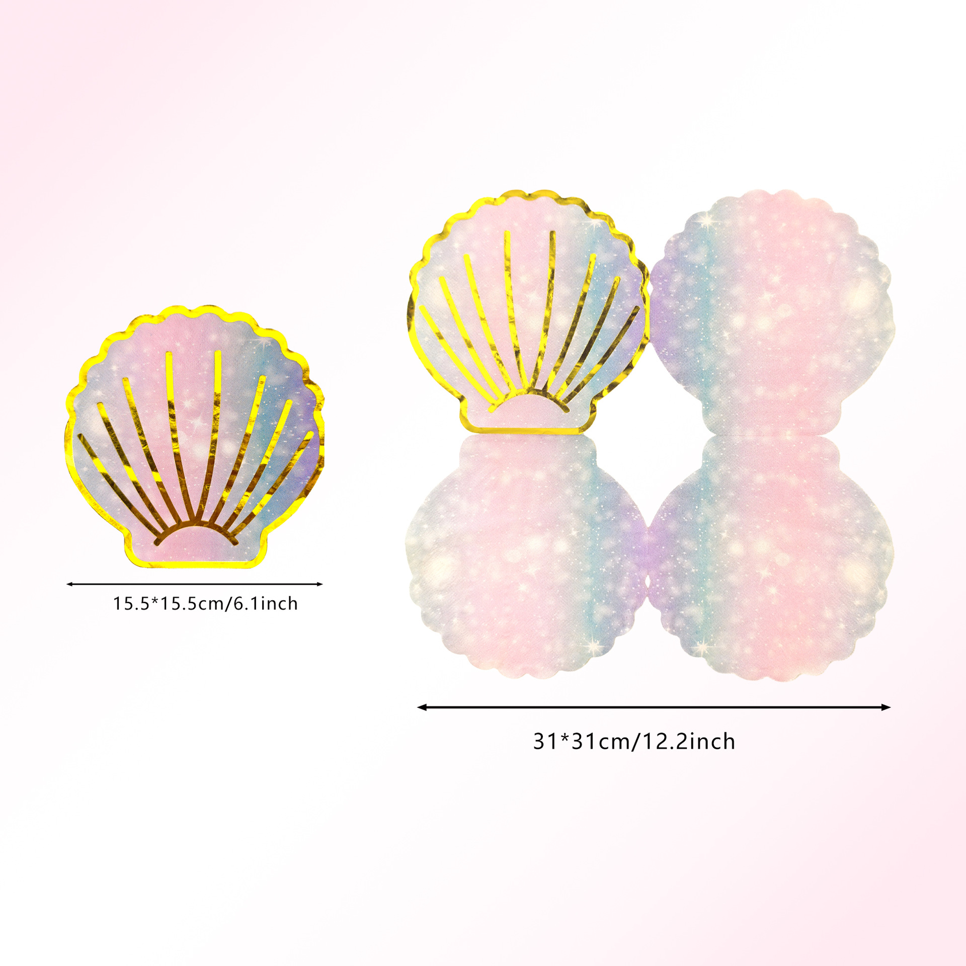 2 Katmanlı Deniz Kabuğu Şeklinde Altın Folyo Parti Peçeteleri, Plaj Temalı Süslemeler İçin Renkli Tek Kullanımlık Sofra Takımı, Toplu Paket_voghion.com