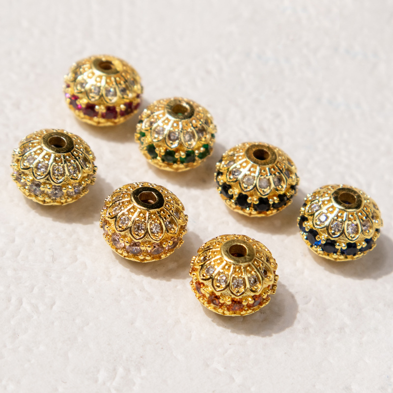 Sand gold inlay color zircon color lantern ball wheel beads beads beads handmade diy jewelry beaded accessories