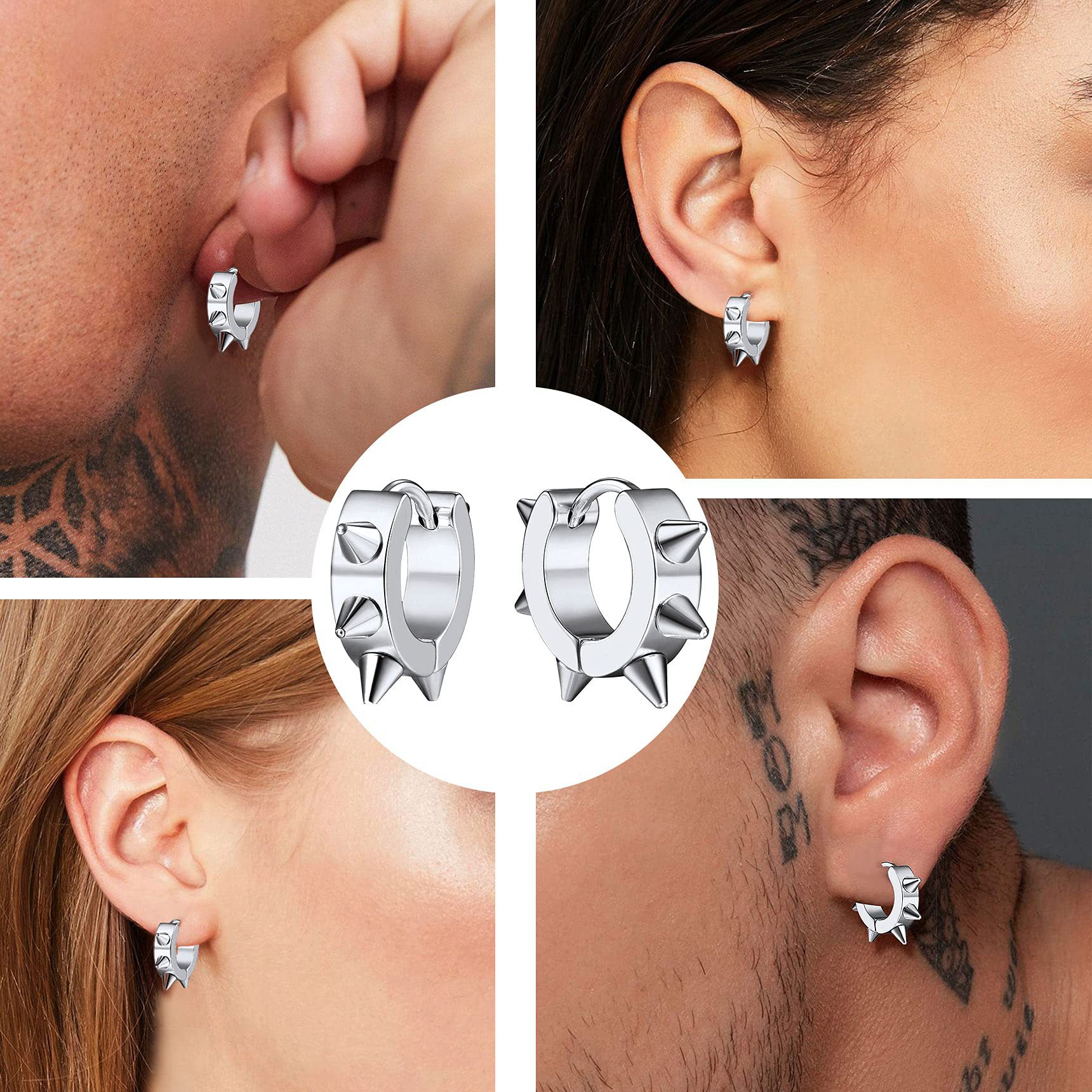 Vacuum Plating Gold Plating Process 1 Piece Punk Geometric Stainless Steel Vacuum Plating Men's Unisex Ear Cuffs Earrings Ear Studs