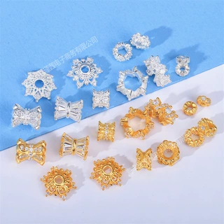 s925银隔片花托微镶锆石隔珠diy饰品配件串珠手链项链珠宝配饰
