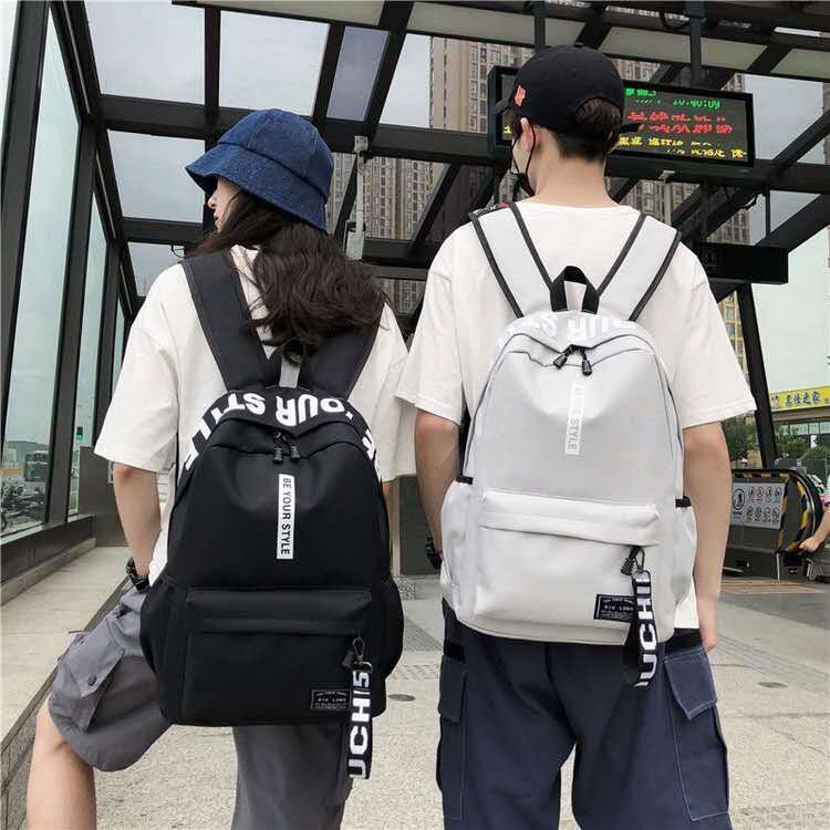 2026 Korean Style Letter Backpack for Men and Women, Junior High and High School Student School Bag, Large Capacity Campus Canvas Backpack for Women