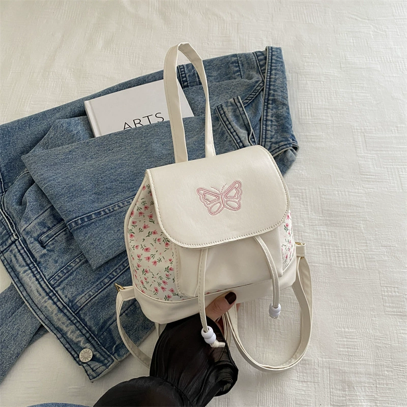 Retro Backpack, Compact Embroidered Design, Autumn Leisure Trend, Small Shoulder Bag
