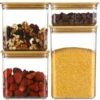Rectangular bamboo cover four-piece set [0.75L+1.7L+2.7L+3.7L]