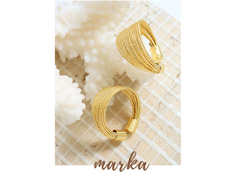 Stile geometrico con bocca aperta, alla moda e resistente ai colori, anello a semicerchio con linee multistrato, gioielli da donna europei e americani Ins_voghion.com