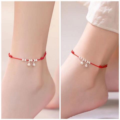 s925 silver bell red rope bracelet for men and women in their zodiac year braided peace bracelet bestie couple student gift anklet