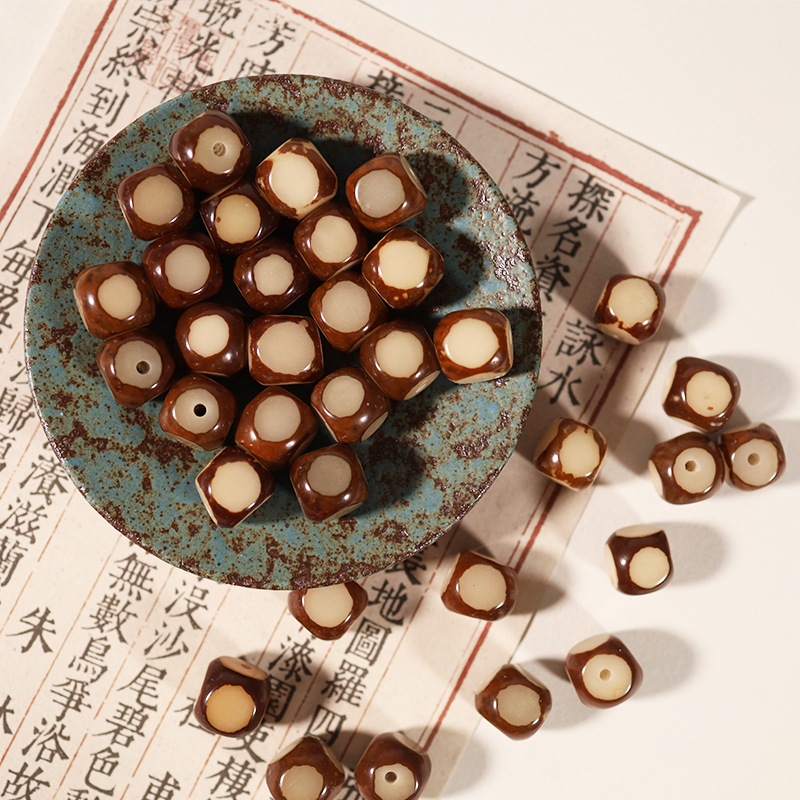 Natural White Jade Bodhi Root Beads with Holes, Loose Sugar Cube Beads for DIY Original Bracelets, Necklaces, and Jewelry Accessories Natural White Jade Bodhi Root Beads with Holes, Loose Sugar Cube Beads for DIY Original Bracelets, Necklaces, and Jewelry Accessories