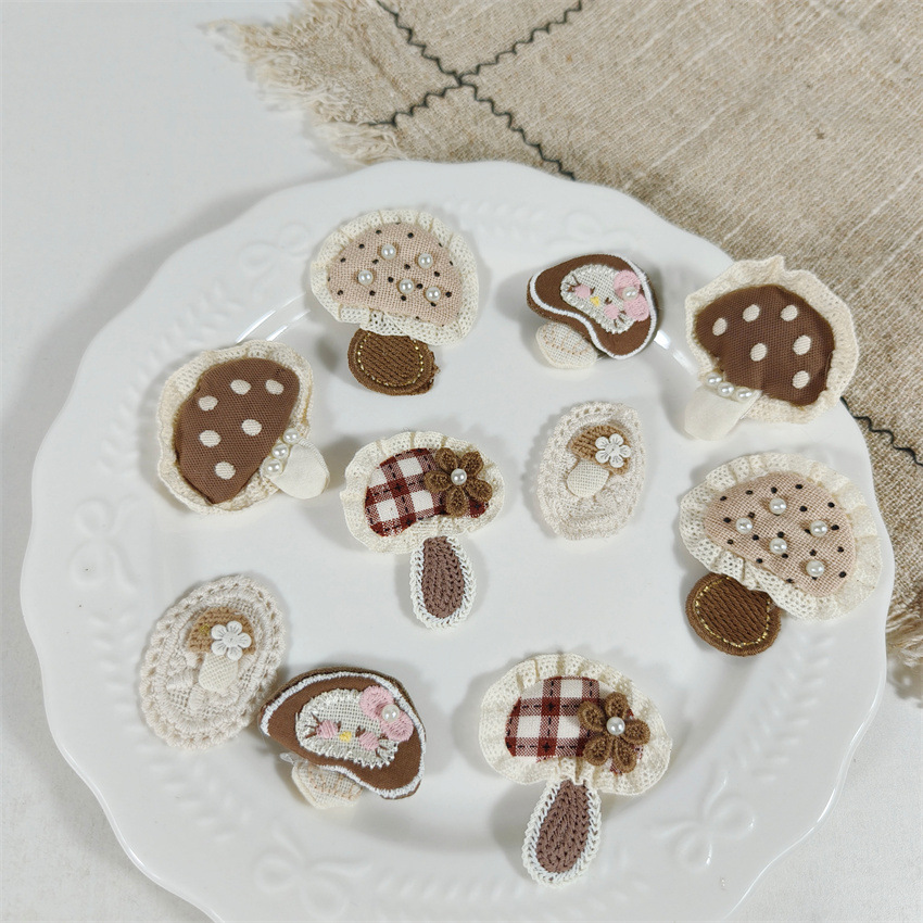 秋冬奶咖色蘑菇布贴 服饰鞋帽袜子打底裤搭配辅料韩系DIY服饰辅料