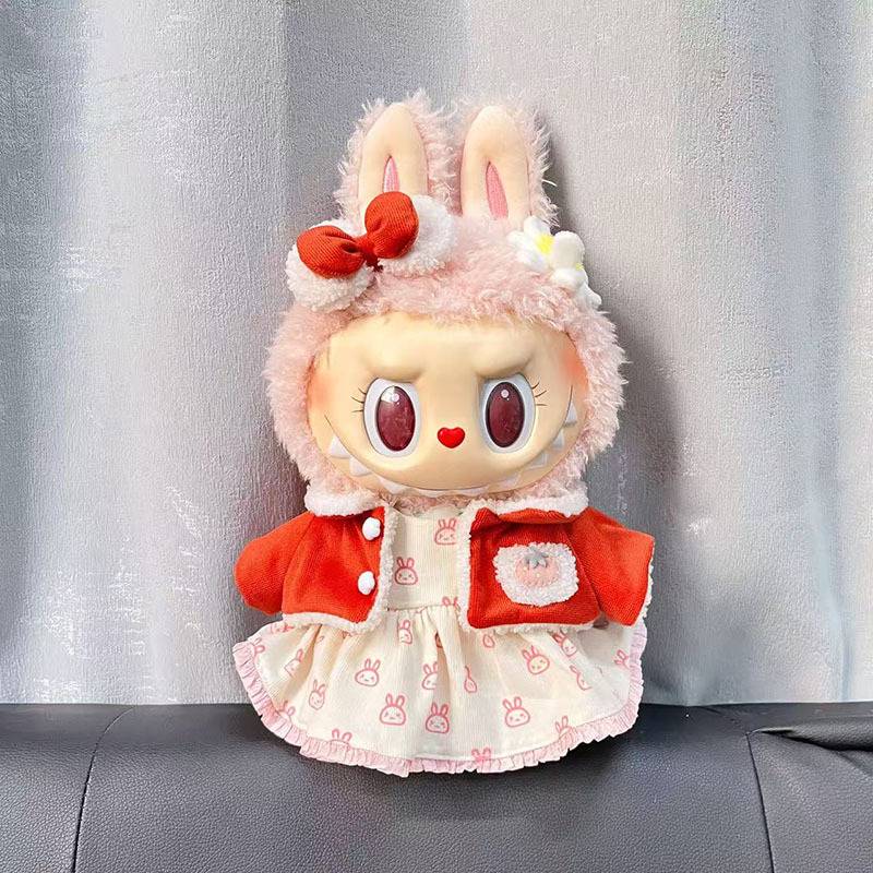 Ropa de muñeca de peluche de vinilo Labubu de 38cm para ropa de muñeca La Bu Time to Chill