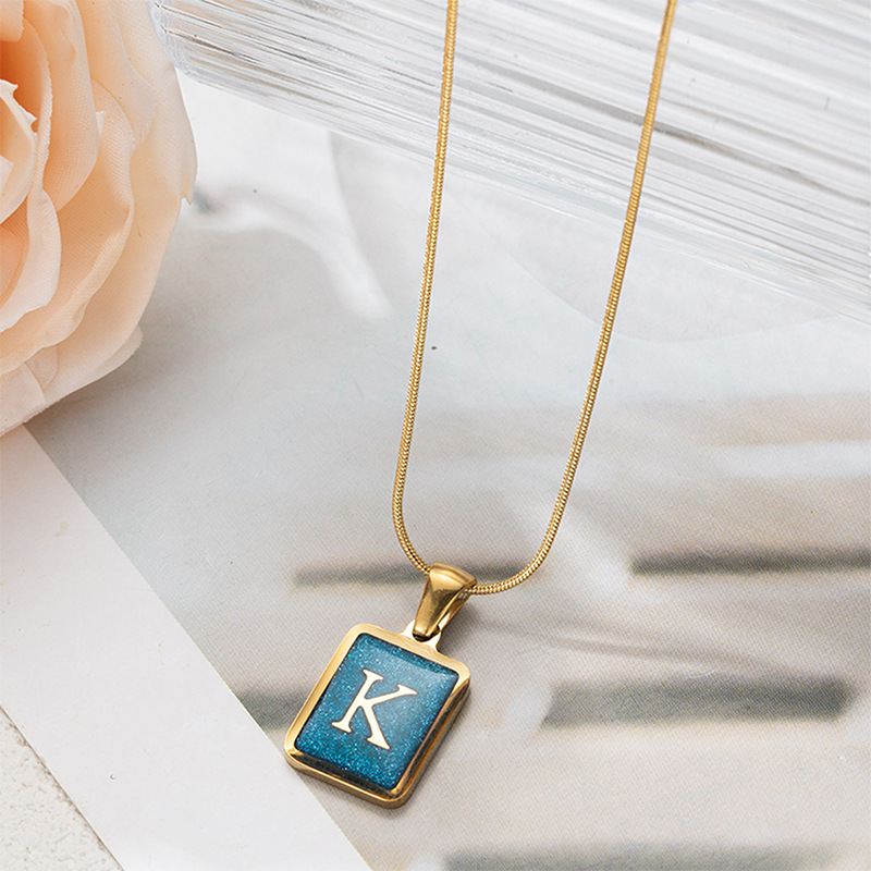 304 Stainless Steel Basic Classic Style Commute Enamel Geometric Letter Pendant Necklace display picture 14