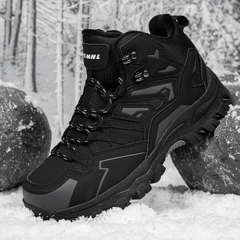 Otoño y invierno, zapatos de montaña de algodón para mujeres, pareja, montaña, senderismo de fondo, deporte de invierno, calentamiento más grueso.
