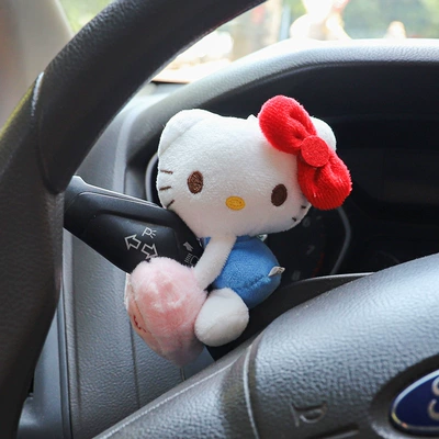 Car Wiper Turn Signal Gear Decoration Screen Doll Ornaments Cute Plush Toy Car Interior Accessories for Girls (Sürətlər qutusu və əl tormozu başlıqları) - cat-blue