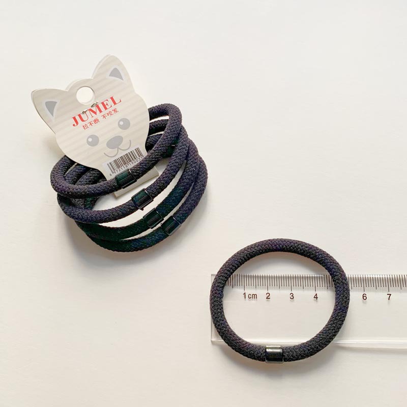 La banda de goma de la cola de caballo del todo-fósforo de las mujeres de la banda del pelo negro grueso de la cuerda del pelo del estilo coreano alta elástico de la cuerda del pelo no duele los accesorios del pelo