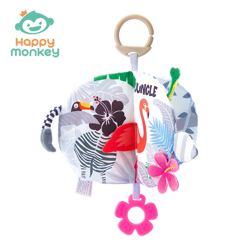Happy monkey 3D libro de tela de cola tridimensional para la cognición de animales, juguetes para niños que no pueden desgarrarse y morderse