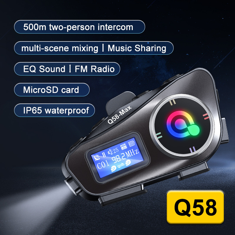 Q58MAX クロスボーダー特別ヘルメット Bluetooth ヘッドセット MP3 ミキシング音楽共有 LCD スクリーン FM インターホンヘルメットヘッドセット|undefined
