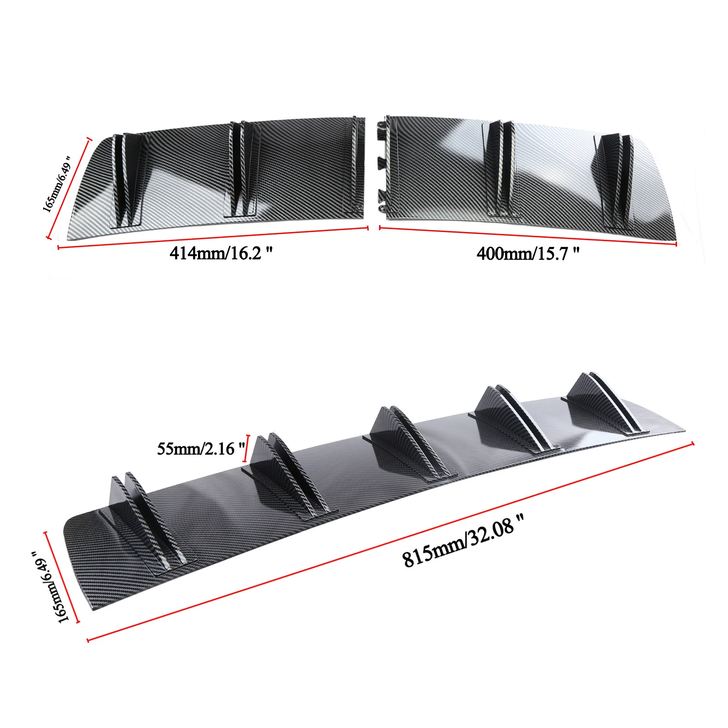 Сегментированный задний спойлер для тюнинга автомобиля, двухступенчатый диффузор, сплиттер заднего спойлера типа «акулий плавник»