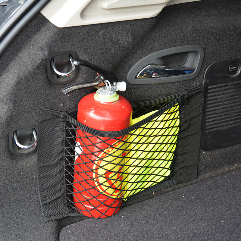 Car Trunk Luggage Net Bag Trunk Elastic Multi-Purpose Velcro Double-Layer Trunk Storage Bag