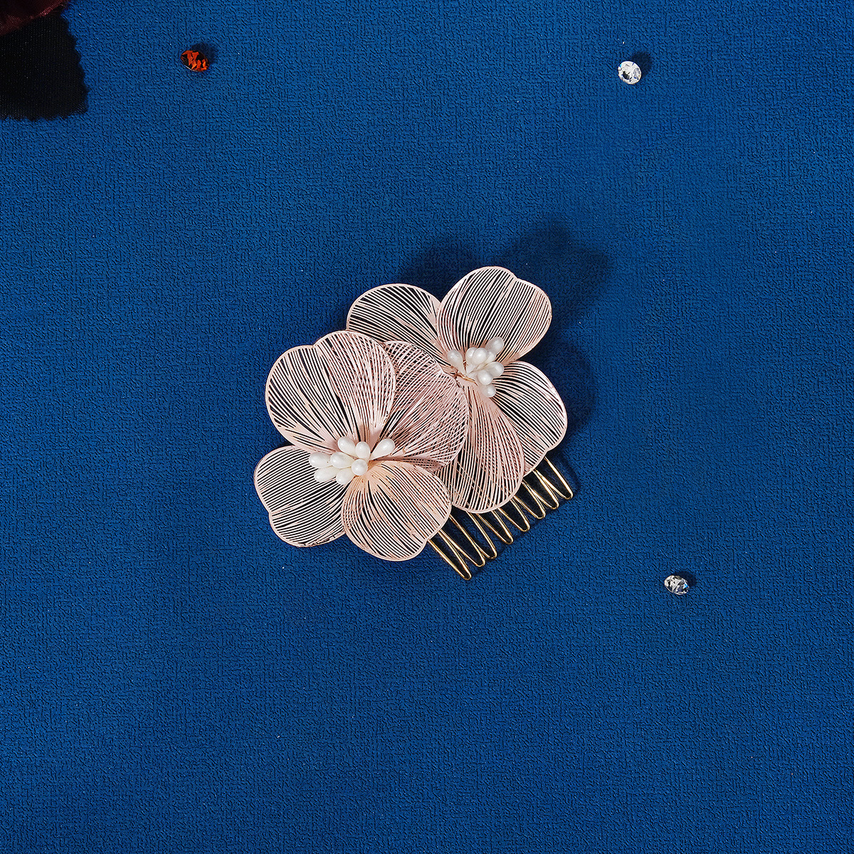 Retro Style Retro Flower Metal Handmade Insert Comb