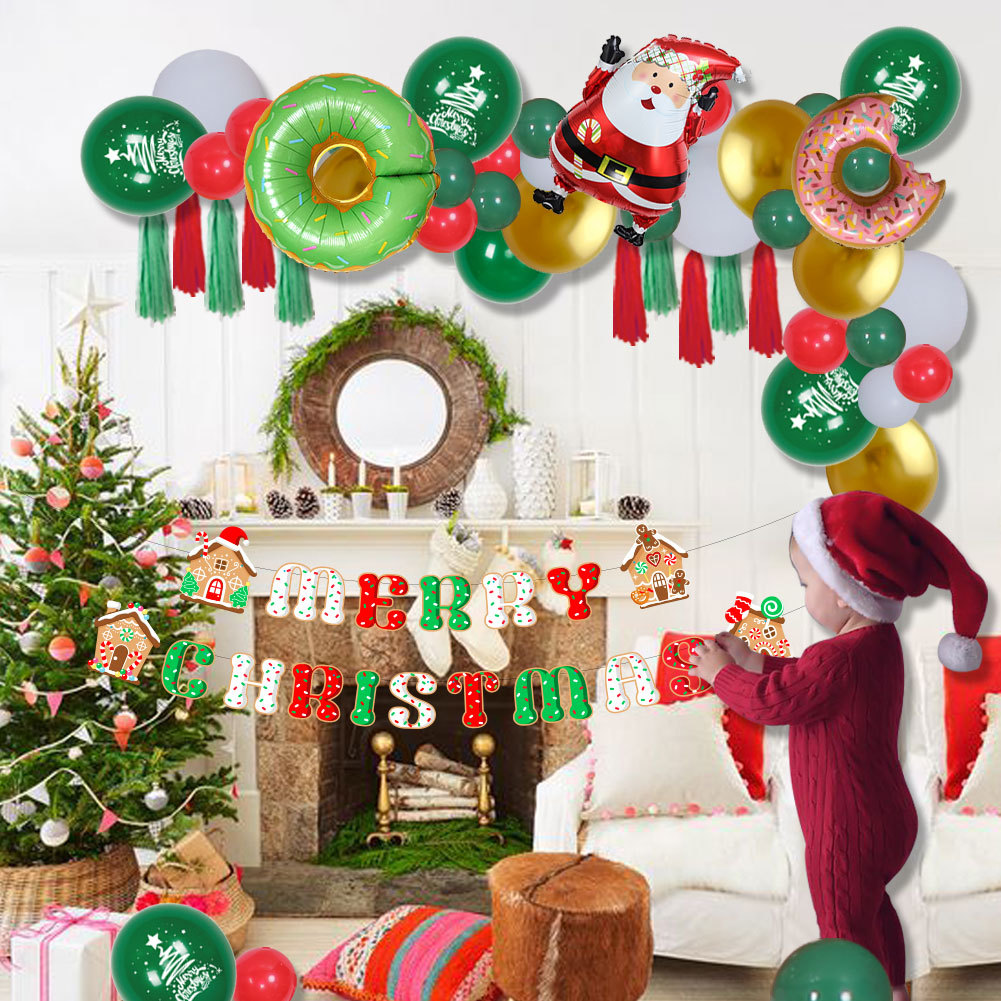 Suministros de decoración navideña Regalos de Navidad para decoración transfronteriza Escena Película de aluminio látex Fiesta de Navidad Globos personalizados