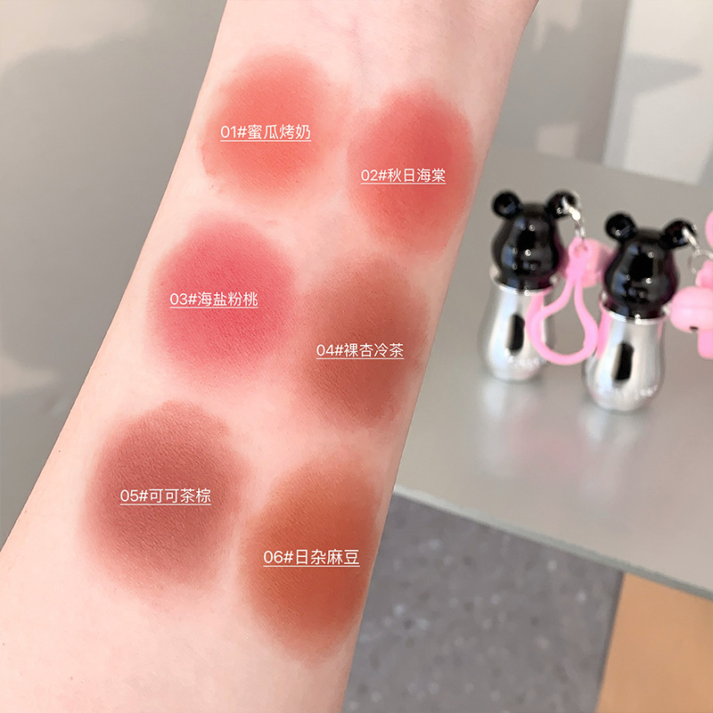 Gego osito dulce oso lindo lápiz labial de terciopelo de niebla color delicado mate de larga duración con maquillaje de brillo de labios transfronterizo