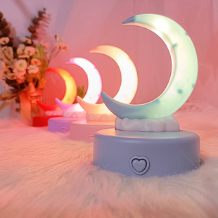 Fantasy Crescent Night Light Children's Handmade DIY Desktop Small Table Lamp Moon Clouds Luminous Toy Bedside Lamp