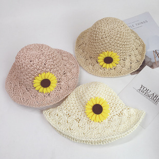 Artistic and Fresh Sunflower Paper Handmade Children's Hat, Foldable Sunshade Bucket Hat for Summer
