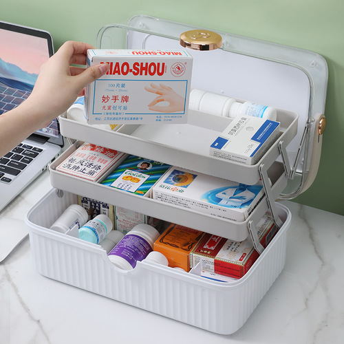 Large medical box home decoration large capacity dormitory first aid medical box medicine multi-layer portable storage medicine box